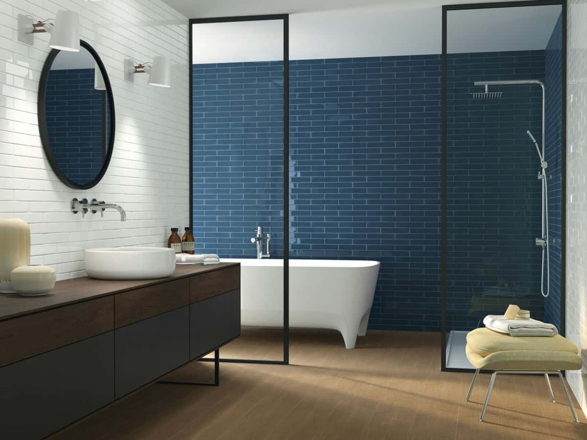 Turquoise metro brick tiles