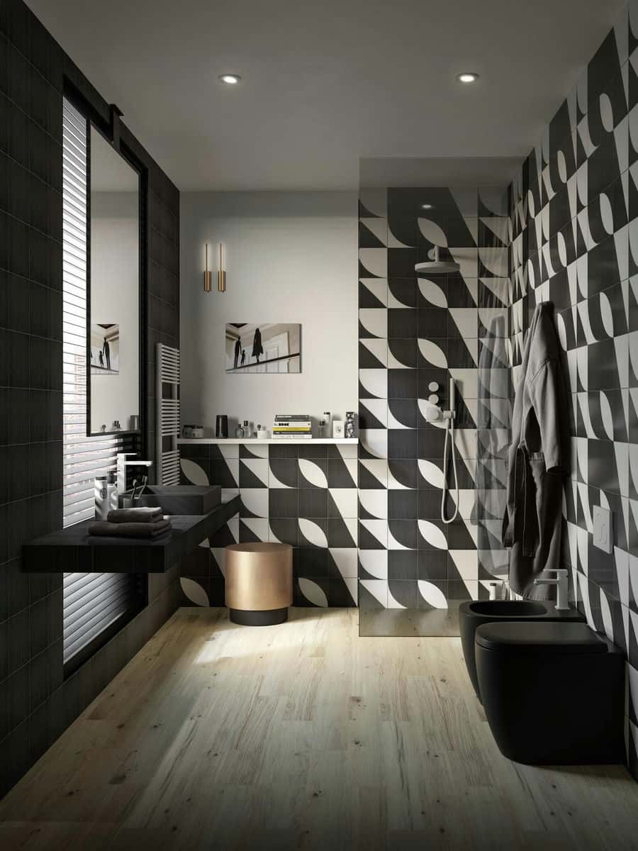 Black and white Art deco wall tiles