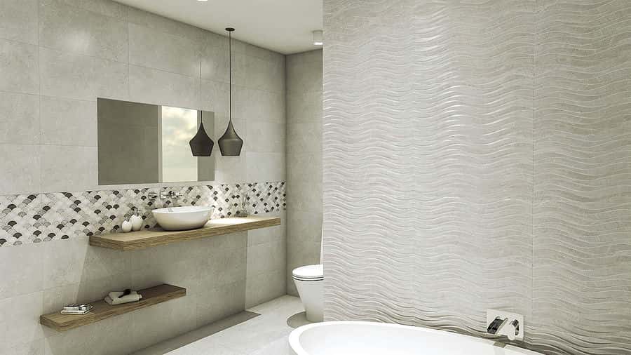 Mixed bathroom wall tiles