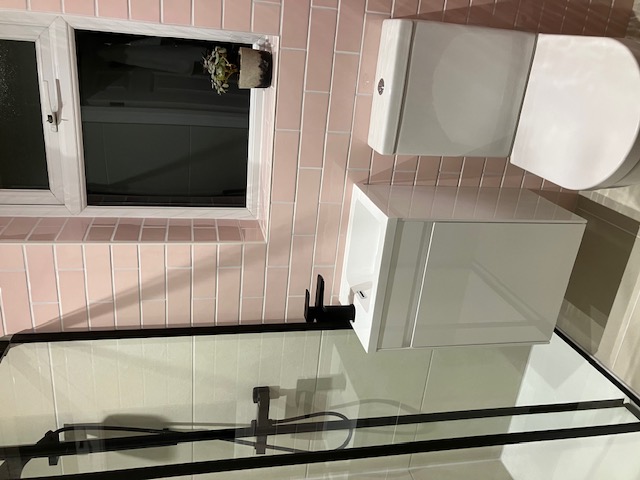 Pink and white modern bathroom