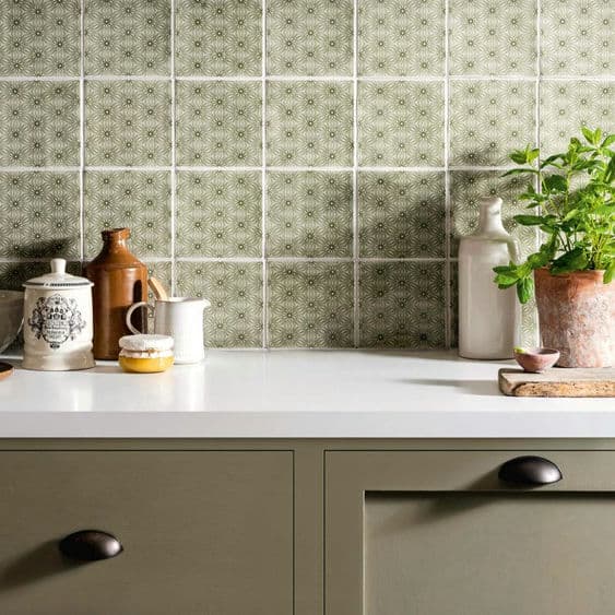 Floral moss green tiles