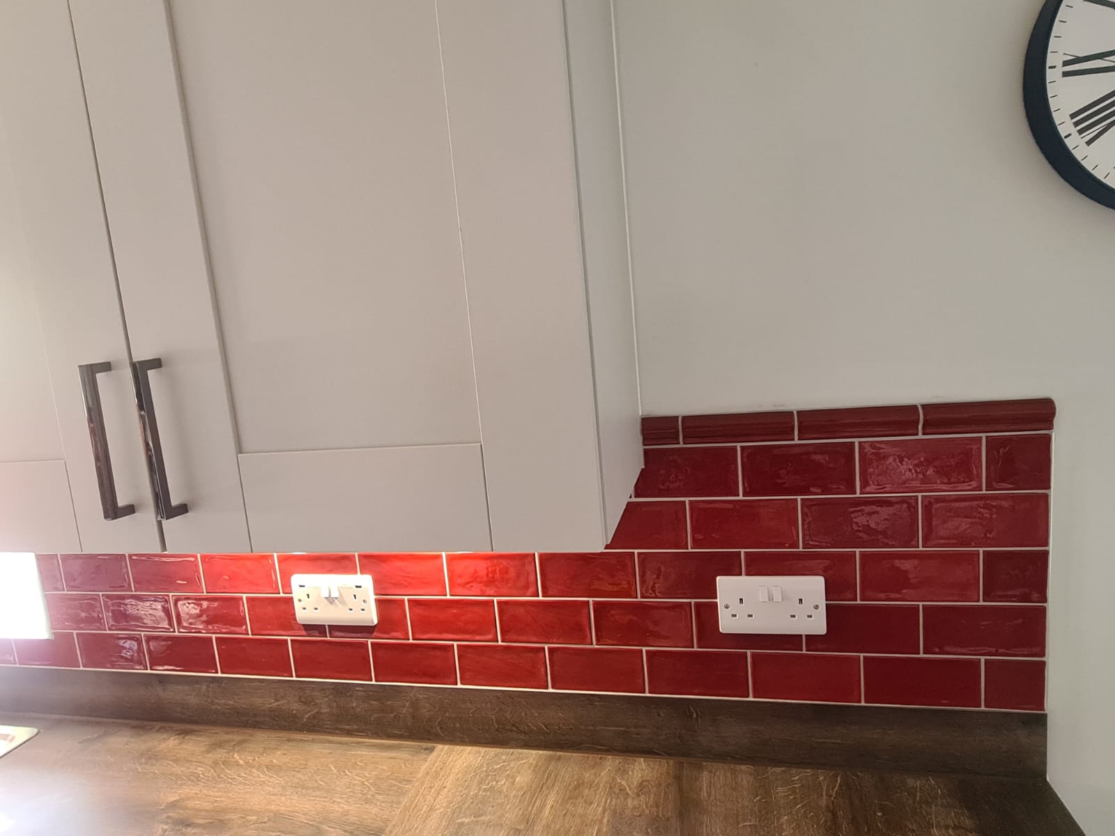 Red glazed wall tiles