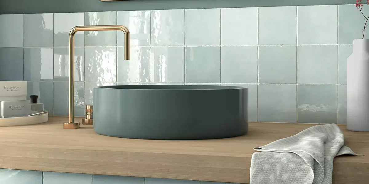 Green square bathroom tiles