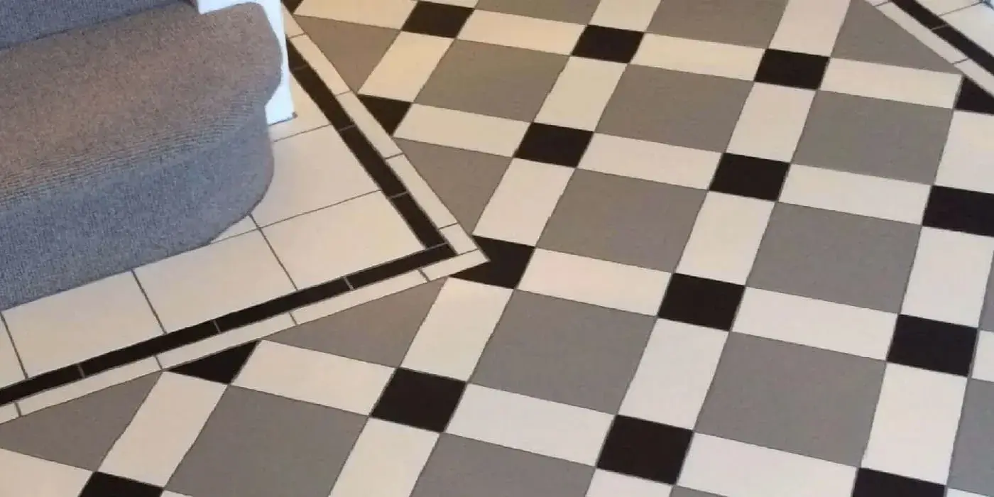 Black white and grey victorian tiles