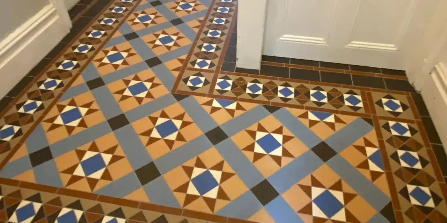 Blue and brown Victorian tiles