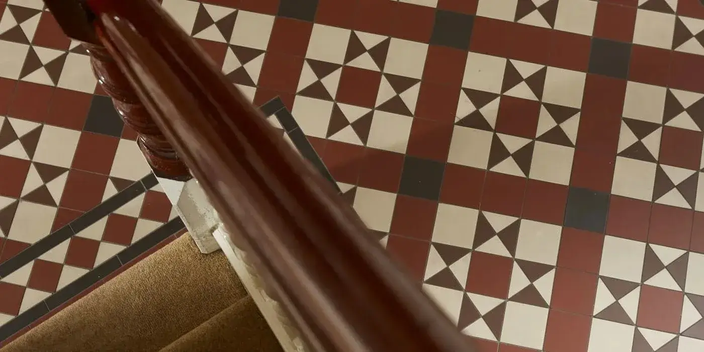 Red and white traditional victorian tiles