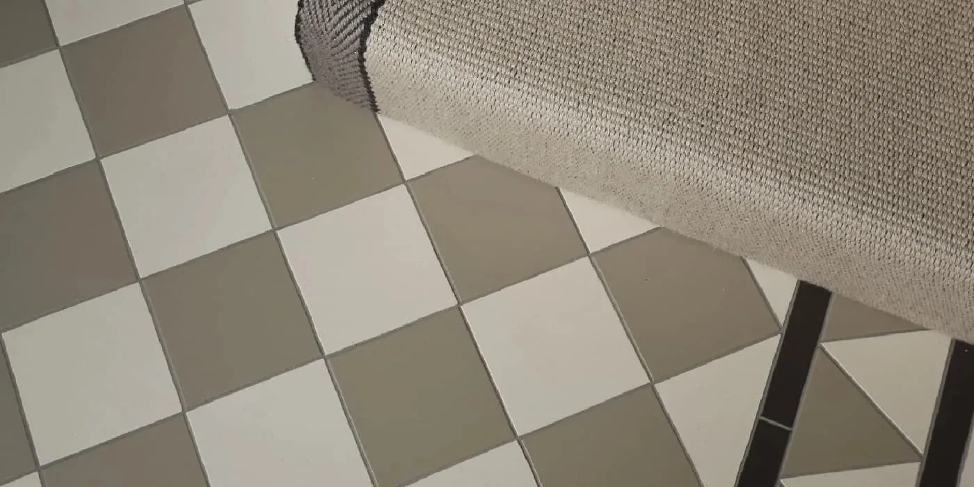 Grey chequer pattern tiles