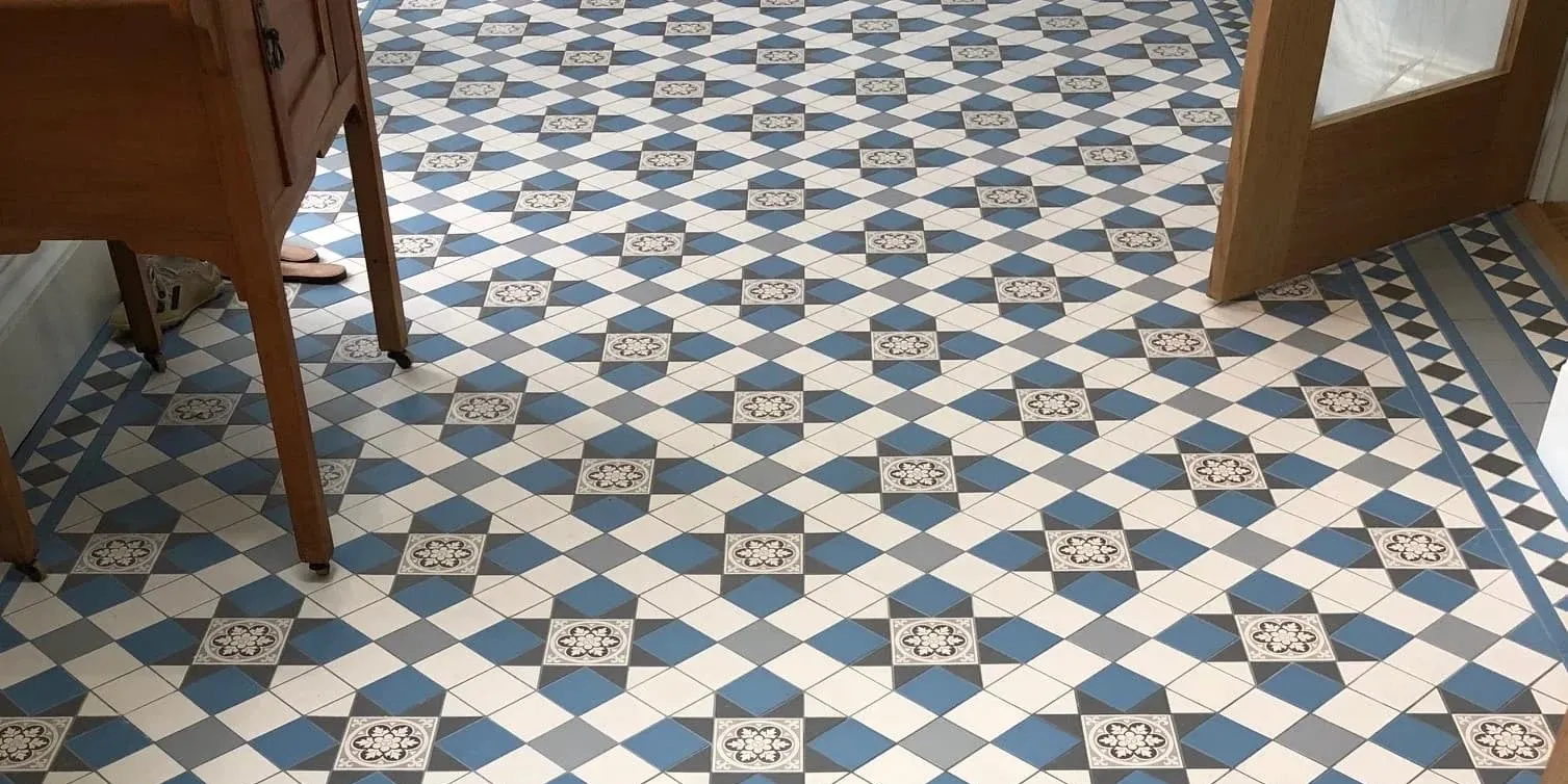 Blue and whic Victorian tiles